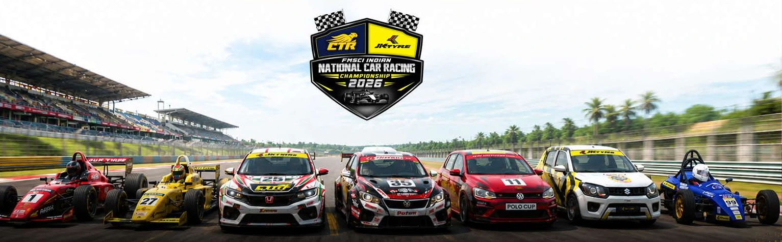 The multi-category grid — Formula 4, saloon, hatchback and touring cars in CTR and JK Tyre livery.